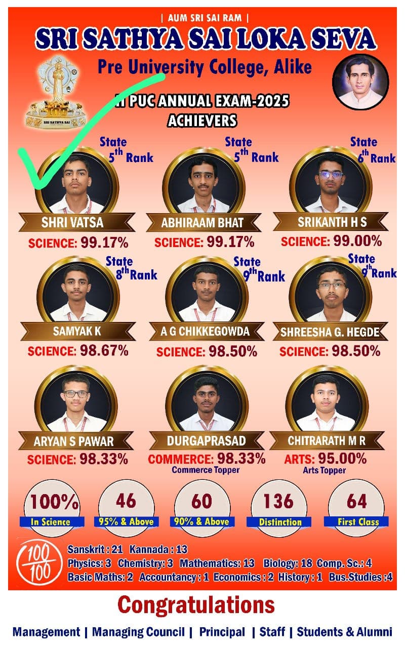 ಶ್ರಿವತ್ಸ ಕೂಟೆಲು ಅವರಿಗೆ ಕರ್ನಾಟಕದಲ್ಲಿ 5ನೇ ರ್ಯಾಂಕ್